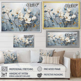 Elegant White And Blue Magnolias Tranquility - Floral Canvas Wall Art