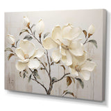 Beige And Green Magnolias Flower Blossum - Floral Canvas Wall Art