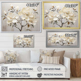 Beige And Green Magnolias Flower Blossum - Floral Canvas Wall Art