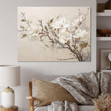 Beige Dreamy Magnolias Blooms I - Floral Canvas Wall Art