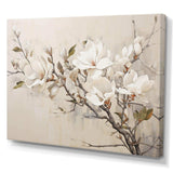 Beige Dreamy Magnolias Blooms I - Floral Canvas Wall Art