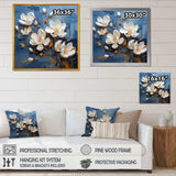 Blue And White Magnolia Blooming - Floral Canvas Wall Art