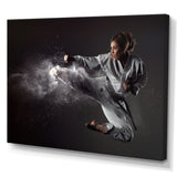 Karate Girl Mid Air Kick - Martial Arts Canvas Wall Art