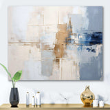 White And Blue Paint Fusion - Abstract Canvas Wall Art