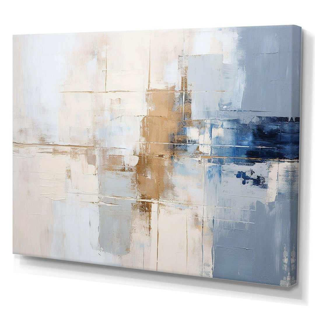 White And Blue Paint Fusion - Abstract Canvas Wall Art