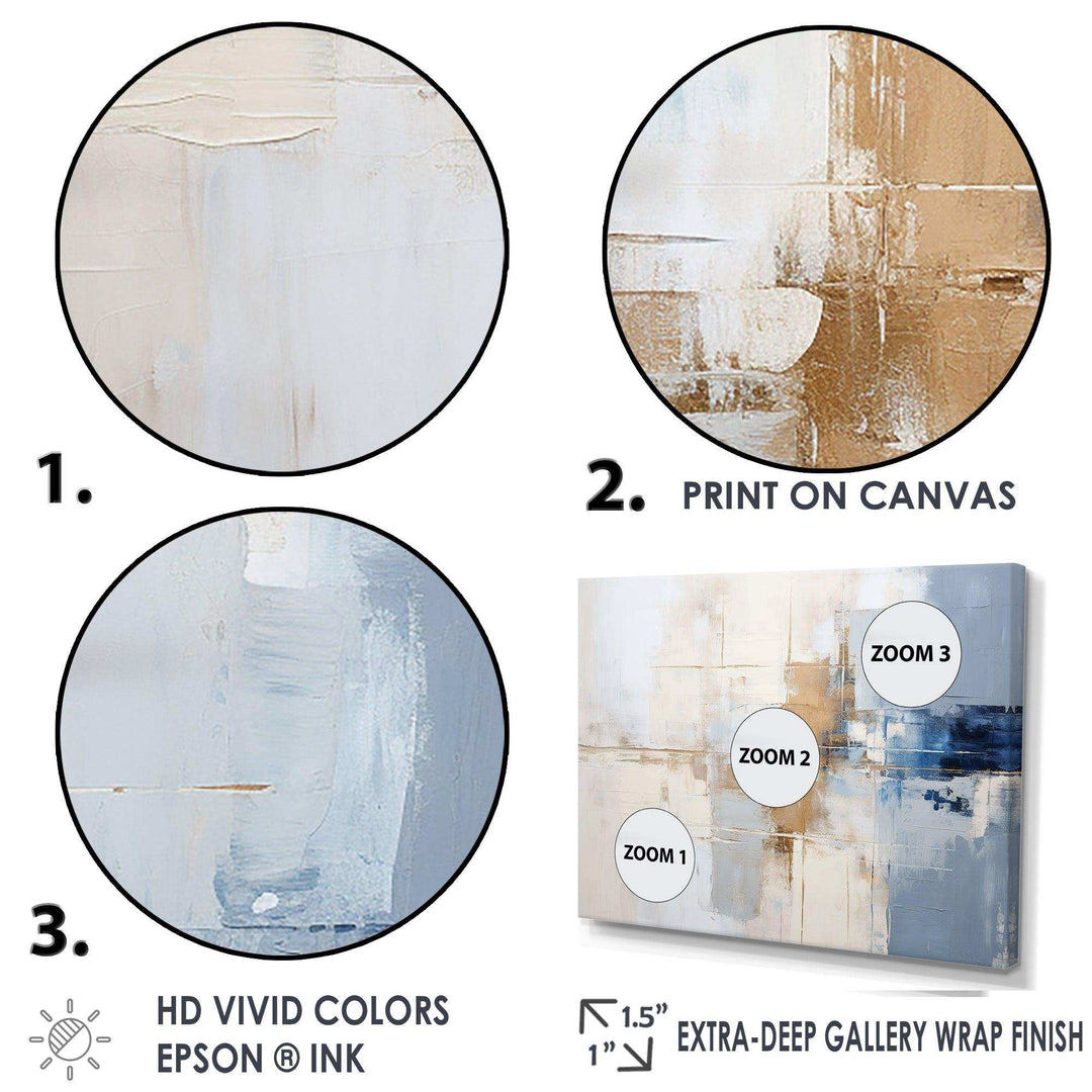 White And Blue Paint Fusion - Abstract Canvas Wall Art