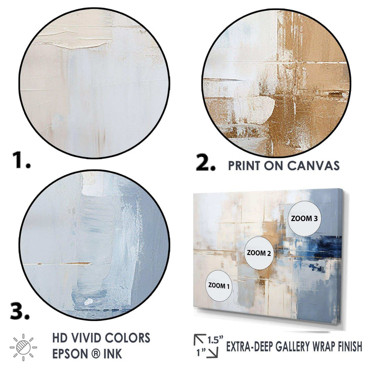 White And Blue Paint Fusion - Abstract Canvas Wall Art