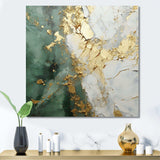 Gold And Green Paint Fusion - Abstract Canvas Wall Art