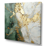 Gold And Green Paint Fusion - Abstract Canvas Wall Art