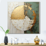 Gold And Green Paint Fusion I - Abstract Canvas Wall Art