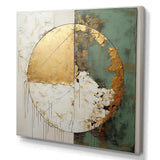 Gold And Green Paint Fusion I - Abstract Canvas Wall Art