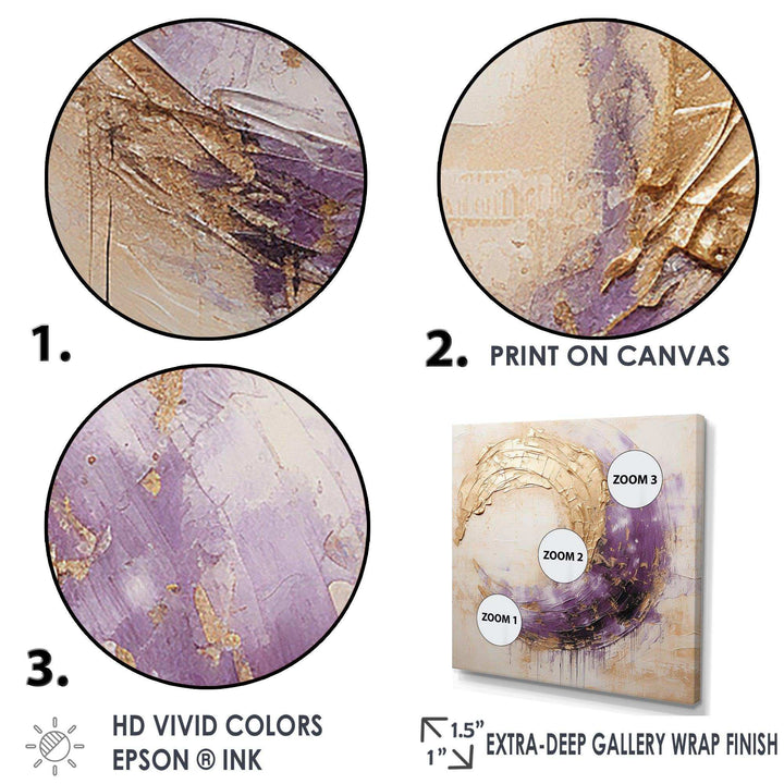 Gold And Purple Lunar Spiral - Abstract Canvas Wall Art