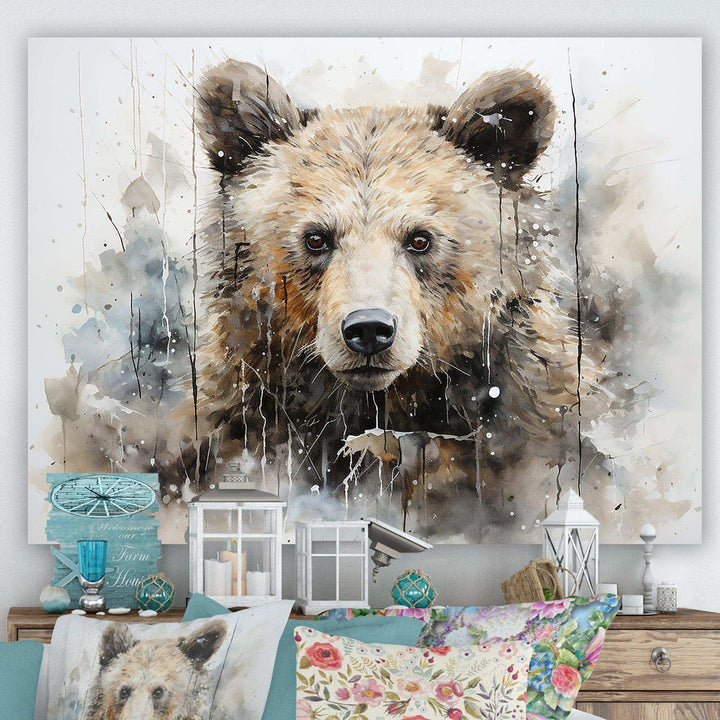 Bear Portrait Necessities - Abstract Canvas Wall Art
