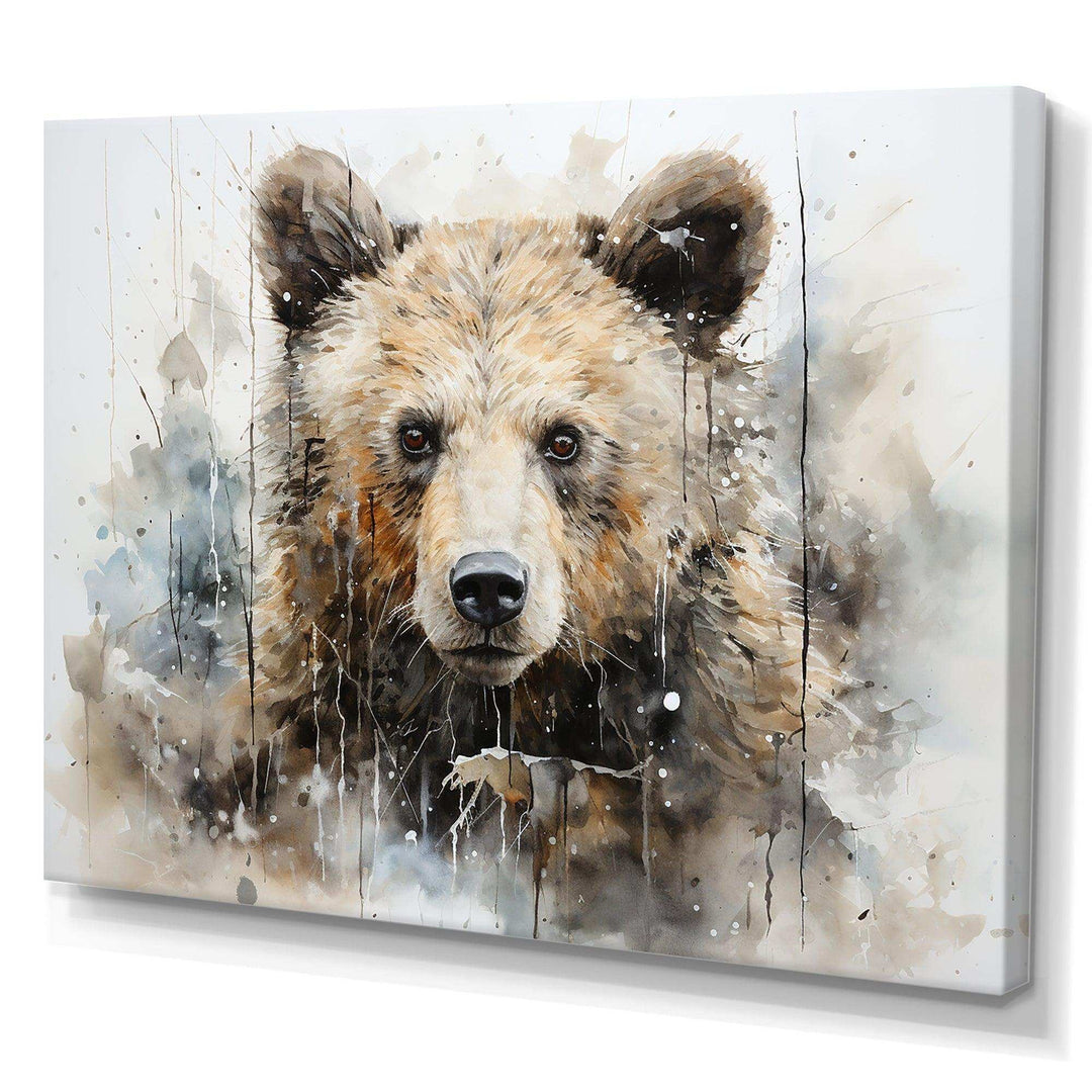 Bear Portrait Necessities - Abstract Canvas Wall Art
