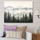 Grey Misty Morning Forest Horizon I - Landscapes Canvas Wall Art