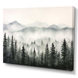 Grey Misty Morning Forest Horizon I - Landscapes Canvas Wall Art