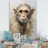 Minimalism Monkey Silhouette - Beige Monkey Wall Art