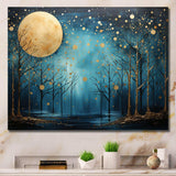 Azure Ascension Moonlight Forest - Fantasy Canvas Wall Art