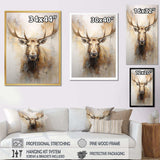 Beige And Gold Moose Portrait - Animals Canvas Wall Art