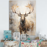 Majestic Beige Moose Portrait - Moose Framed Canvas Art