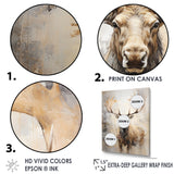 Majestic Beige Moose Portrait - Moose Framed Canvas Art