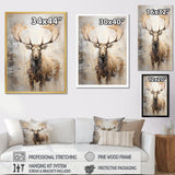 Majestic Beige Moose Portrait - Moose Framed Canvas Art