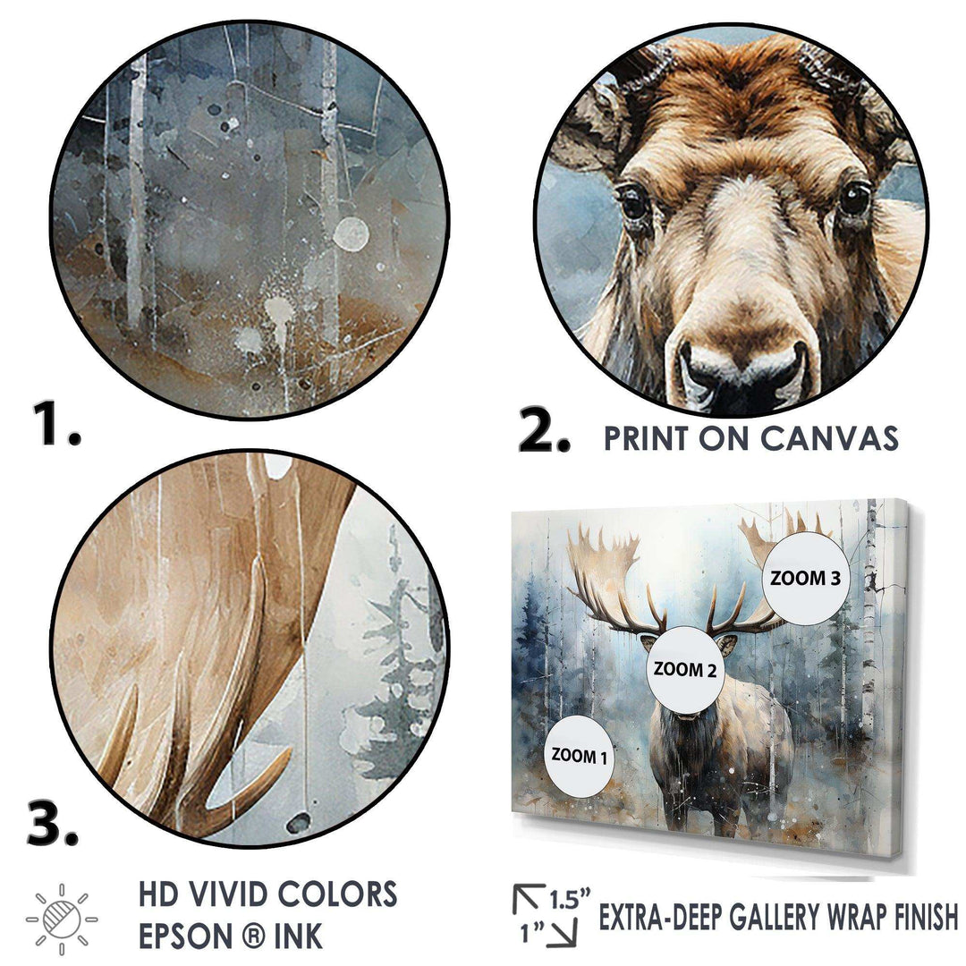 Majestic Moose In Forest - Animals Canvas Wall Art