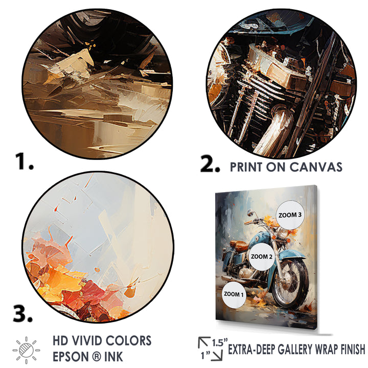 Impressionist Bike Ride - Motorcycle Canvas Wall Art