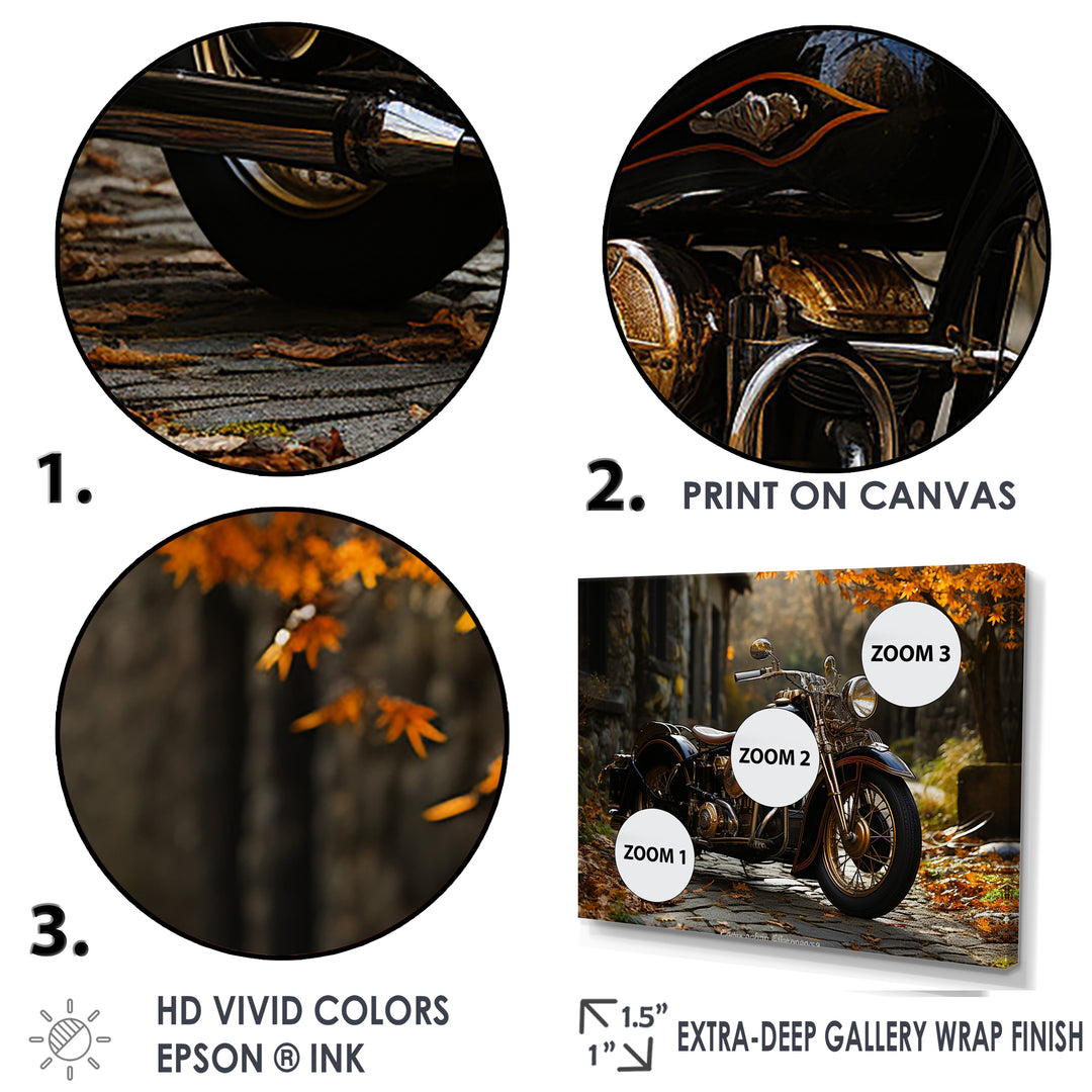 Motorcycle Charm In Winter - Motorcycle Canvas Wall Art