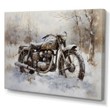 Old Rustic Bike In Winter - Motorcycle Canvas Wall Art