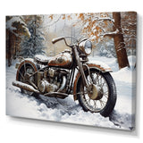 War Rustic War Bike In Winter - Motorcycle Canvas Wall Art