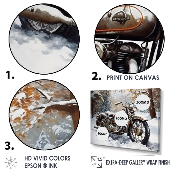War Rustic War Bike In Winter - Motorcycle Canvas Wall Art