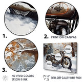 War Rustic War Bike In Winter - Motorcycle Canvas Wall Art