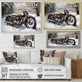 War Rustic War Bike In Winter - Motorcycle Canvas Wall Art