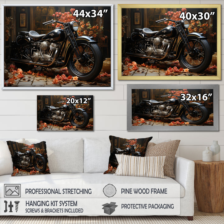 Noir Motorcycle Mystery - Motorcycle Canvas Wall Art
