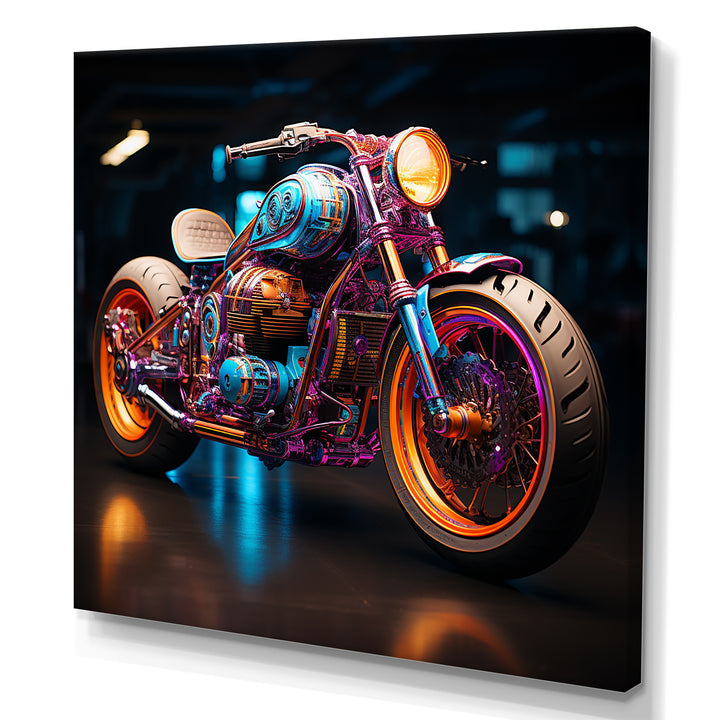 Pop Art Motor Cycle - Motorcycle Canvas Wall Art