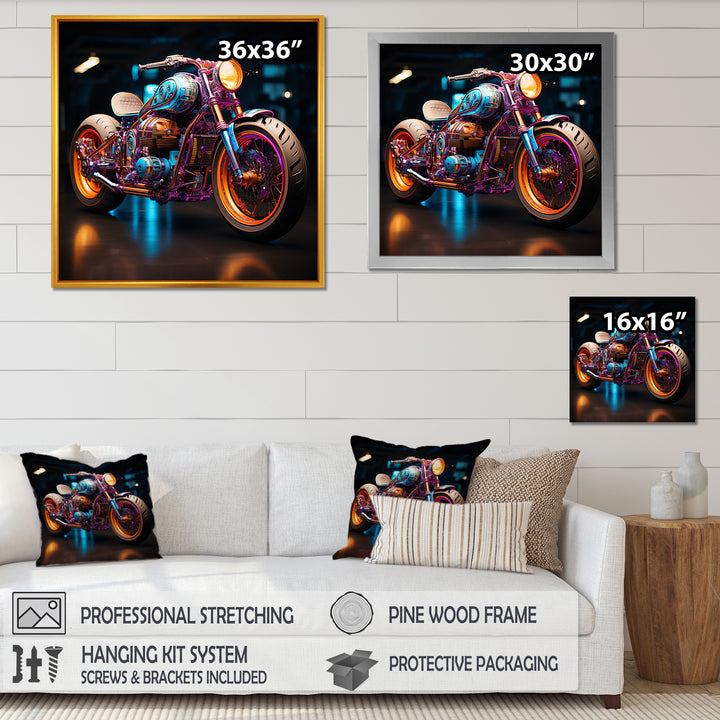 Pop Art Motor Cycle - Motorcycle Canvas Wall Art