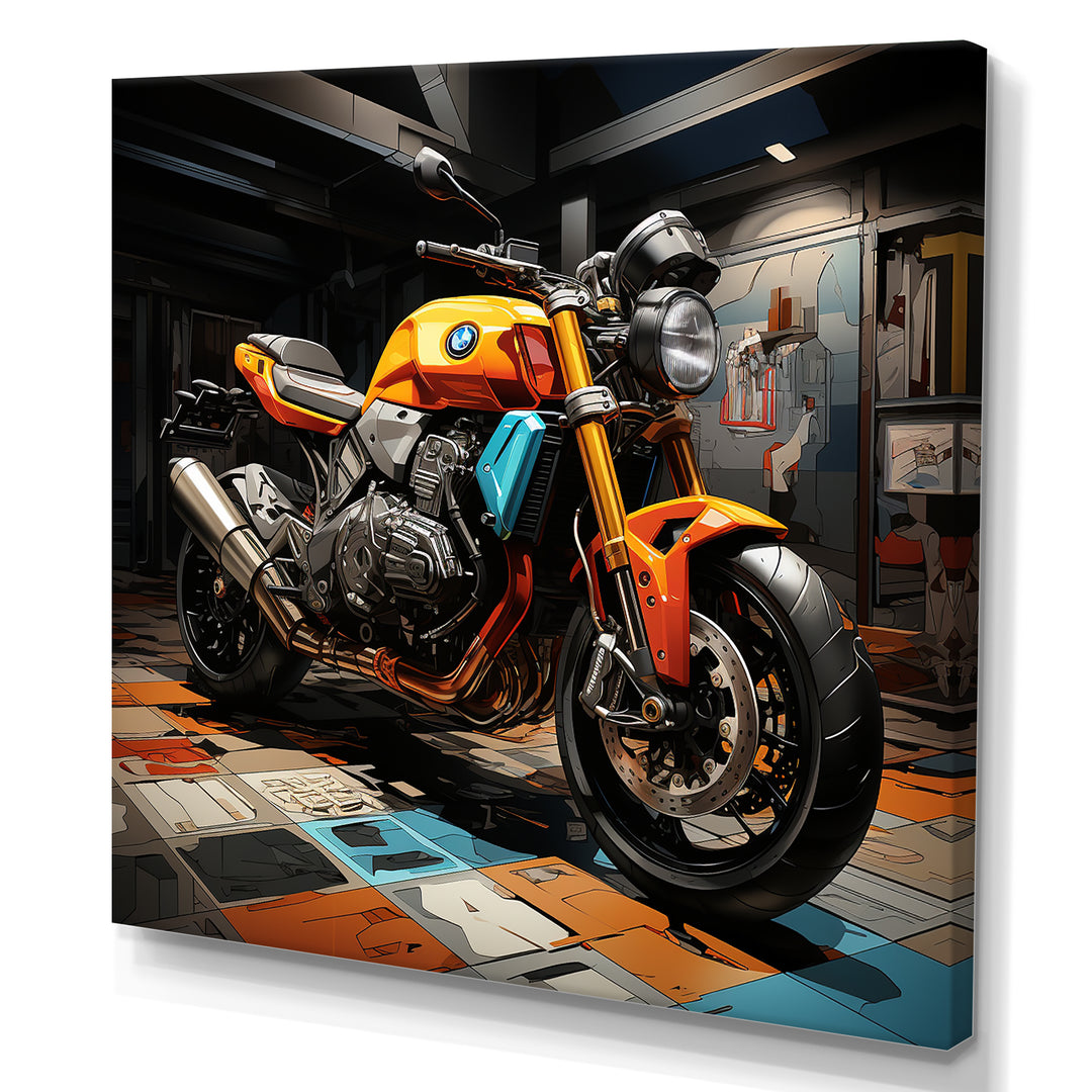 Pop Art Motorcycle - Motorcycle Canvas Wall Art