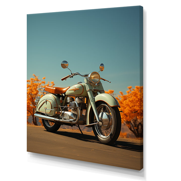 Retro Cruiser Motorcycle - Motorcycle Canvas Wall Art