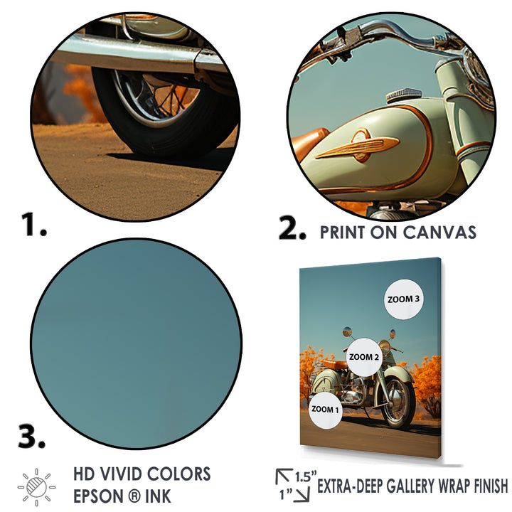 Retro Cruiser Motorcycle - Motorcycle Canvas Wall Art