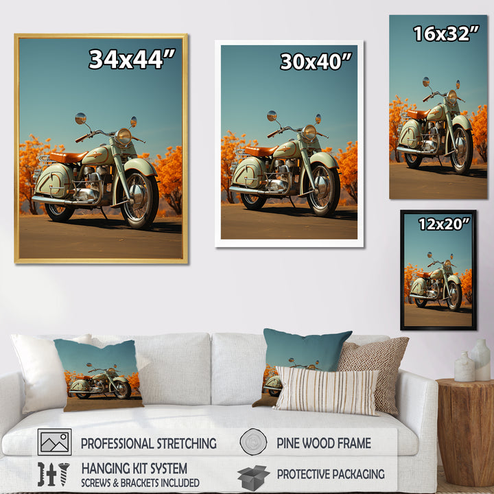 Retro Cruiser Motorcycle - Motorcycle Canvas Wall Art