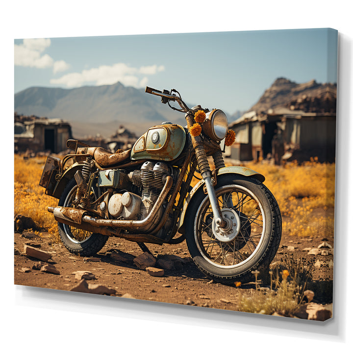 Rustic Adventure Motorcycle - Motorcycle Canvas Wall Art