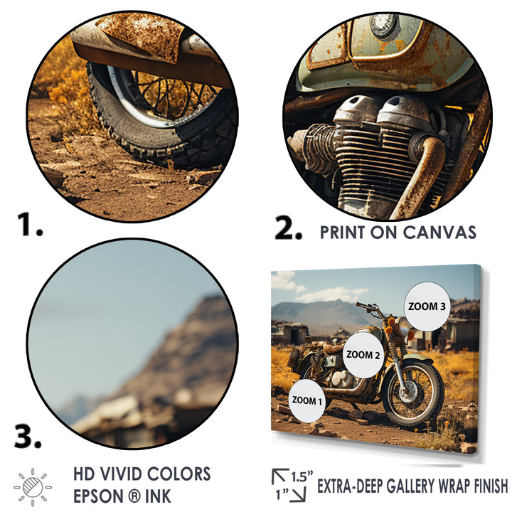 Rustic Adventure Motorcycle - Motorcycle Canvas Wall Art