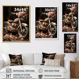 Rustic Adventure Flower Motorcycle - Motorcycle Canvas Wall Art