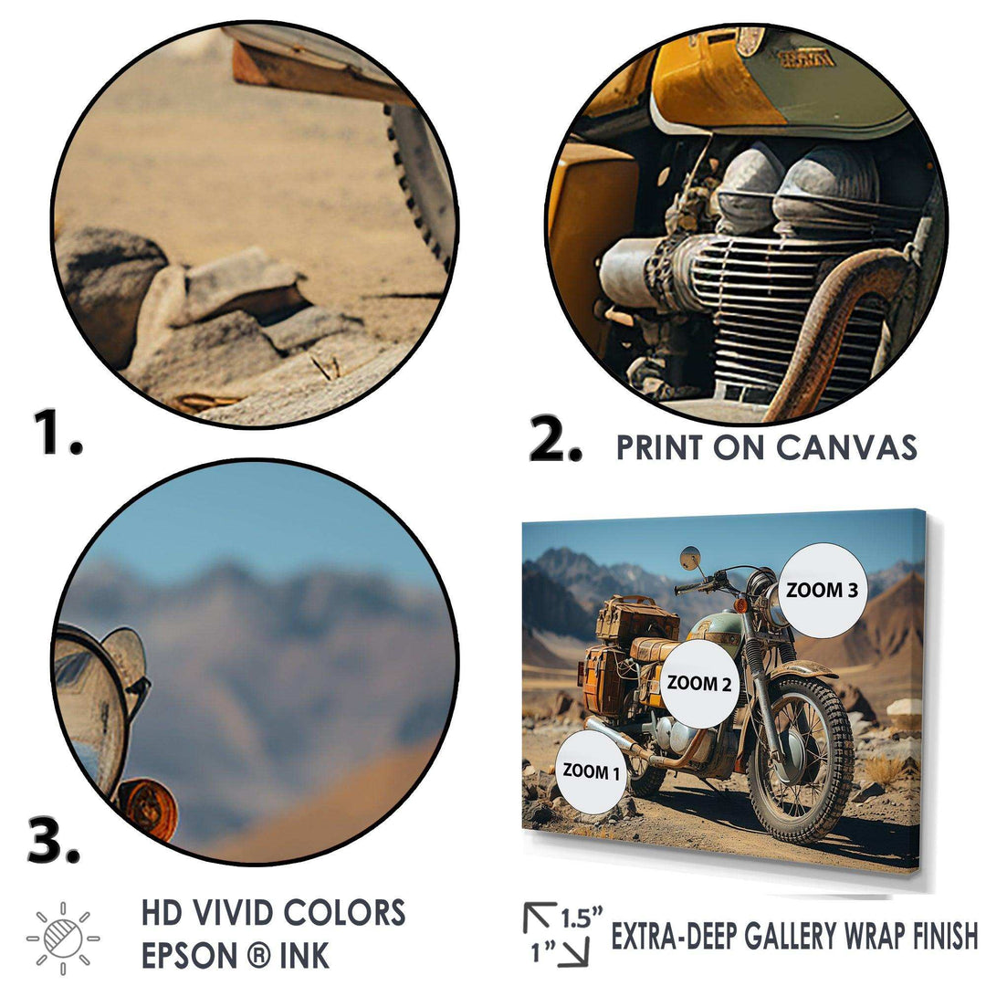 Rustic Adventure Cruiser Motorcycle - Transportation Canvas Wall Art