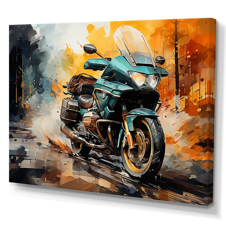 Watercolor Motorcycle Path - Motorcycle Canvas Wall Art