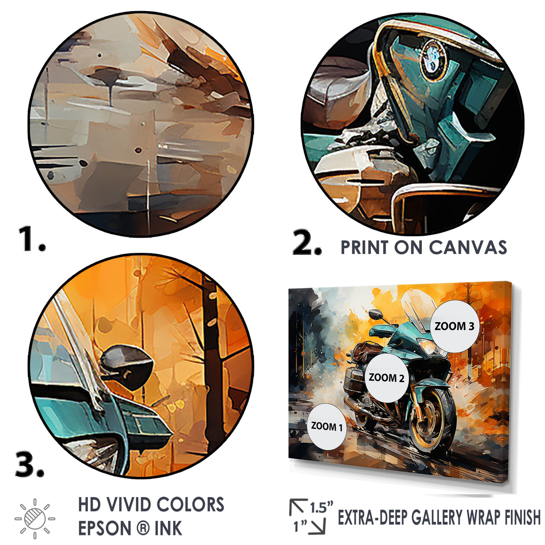 Watercolor Motorcycle Path - Motorcycle Canvas Wall Art