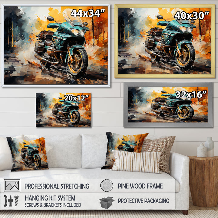 Watercolor Motorcycle Path - Motorcycle Canvas Wall Art