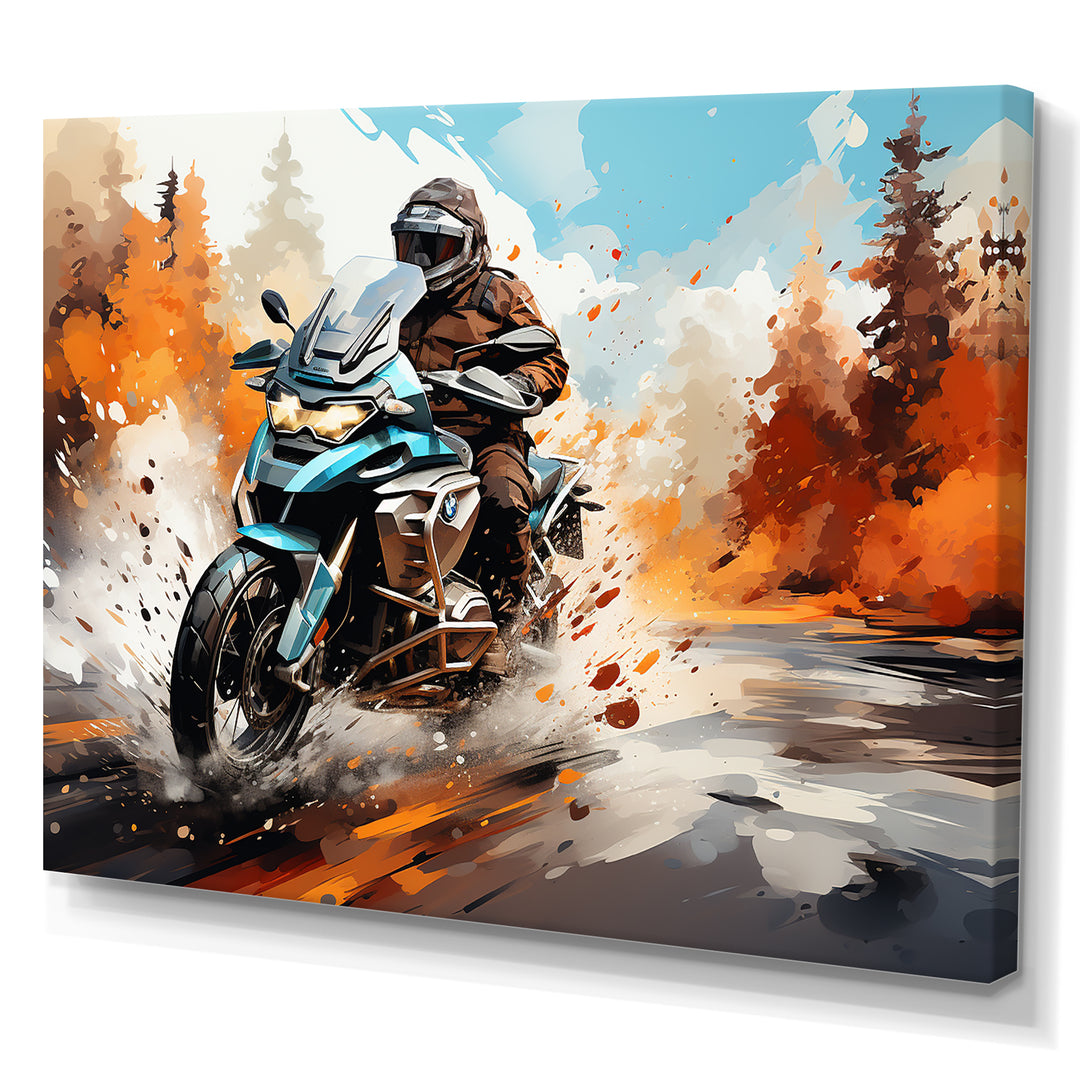 Watercolor Motorcycle Speedster Path - Motorcycle Canvas Wall Art