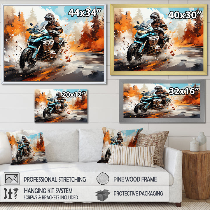 Watercolor Motorcycle Speedster Path - Motorcycle Canvas Wall Art